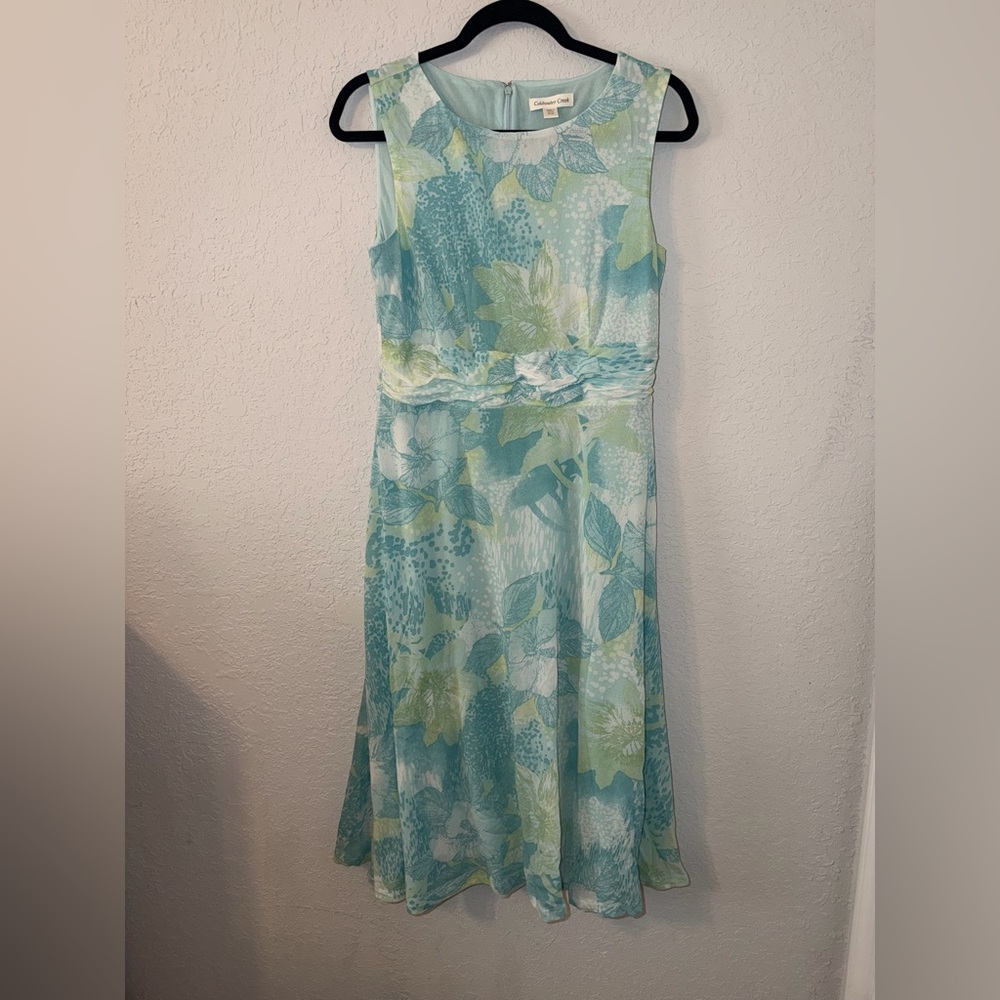 Floral Dress Cottagecore Garden Party Coastal Chic Watercolor Size 14petite -A